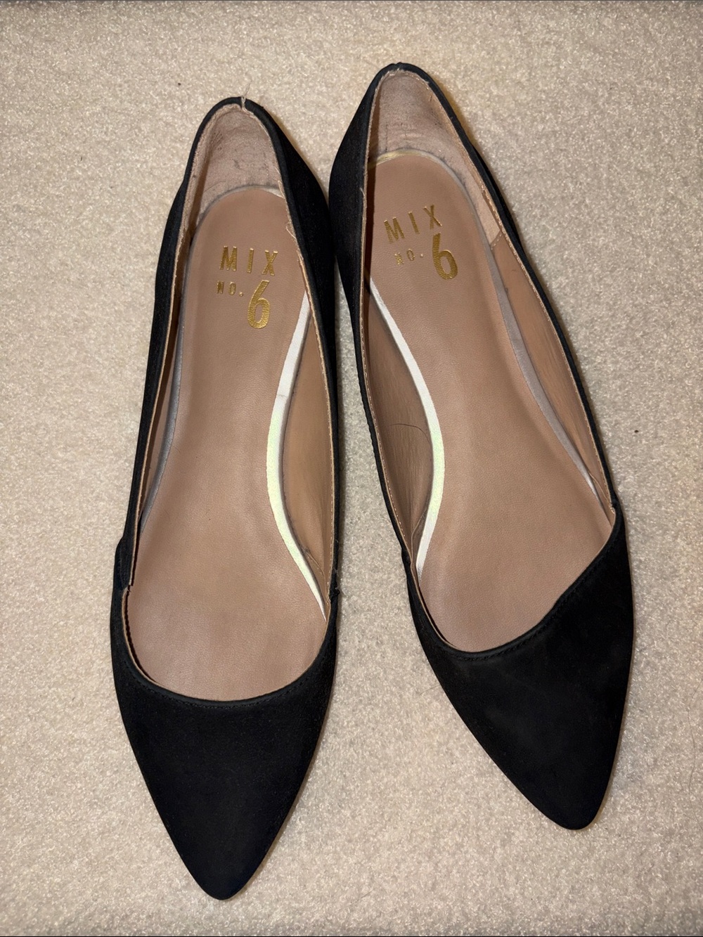 Mix No. 6 Black Pointed Toe Suede Flats